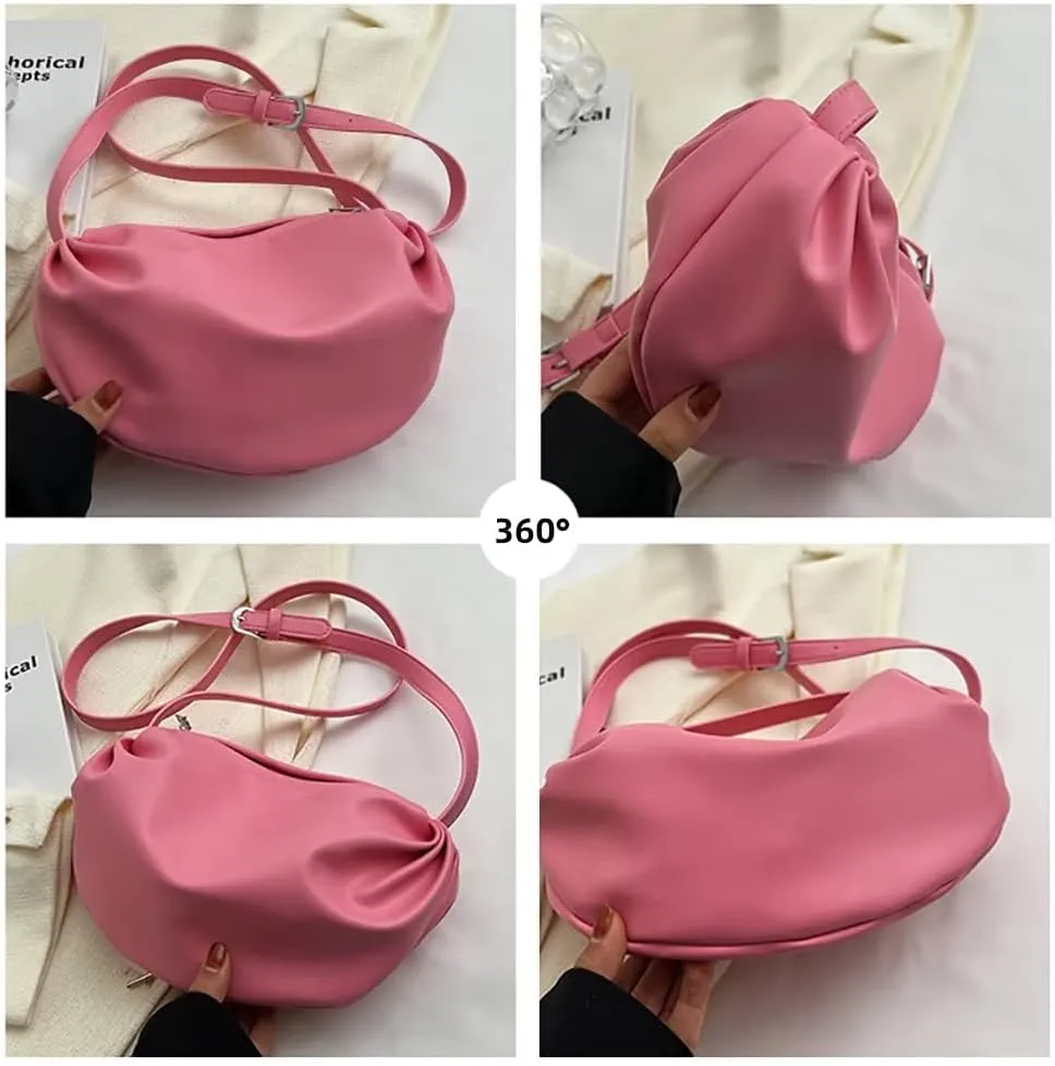 Women’s Crossbody Purse Designer Shoulder Handbag Cloud Handbag Ruched Hobo Bag Dumpling Bag with Adjustable Strap