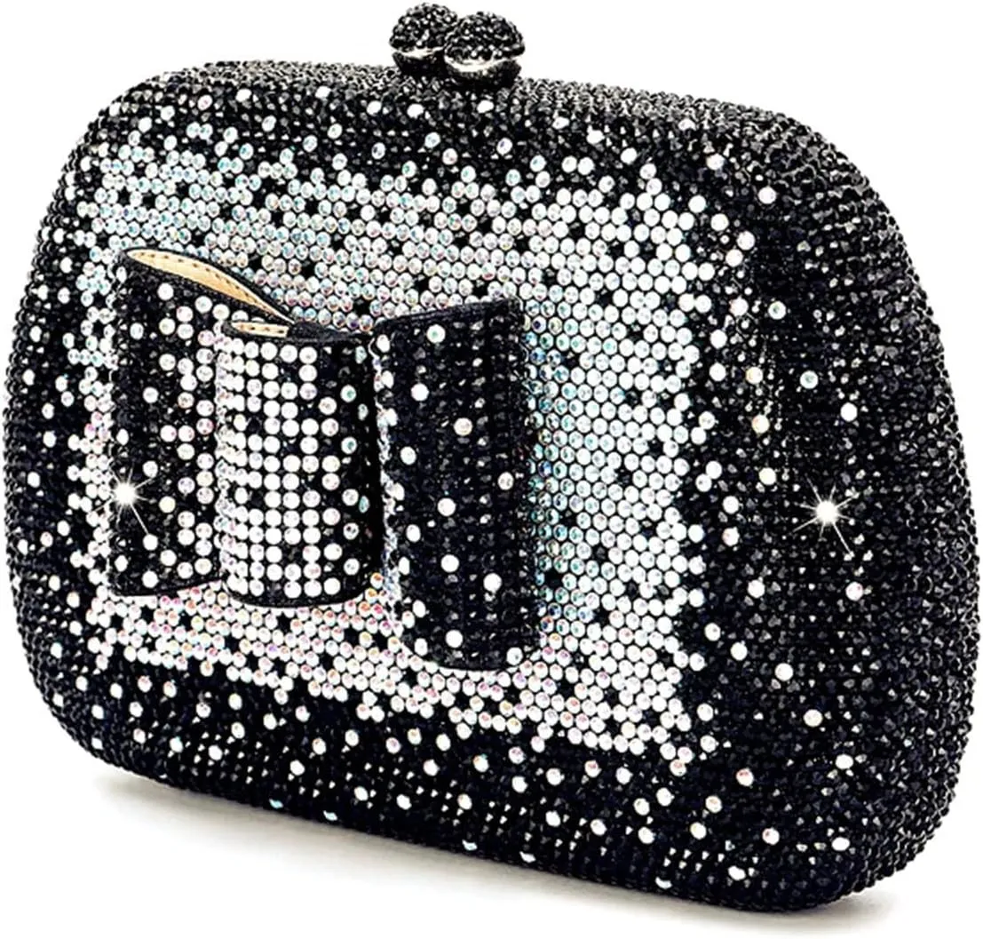Women's Crystal Slippers Bag Suit Wedding Party Luxury Clutch Birthday Dinner Shiny Rhinestone Plus Size Wedge Heels