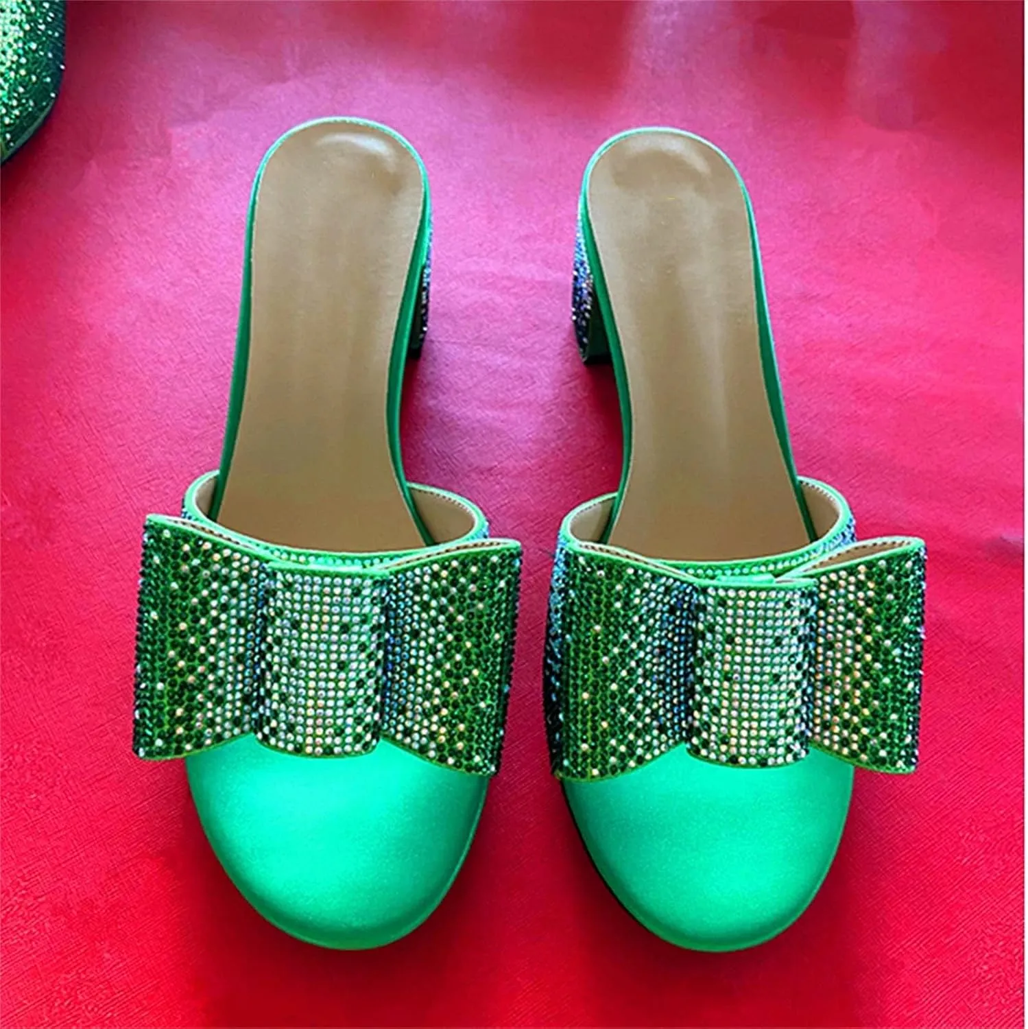 Women's Crystal Slippers Bag Suit Wedding Party Luxury Clutch Birthday Dinner Shiny Rhinestone Plus Size Wedge Heels