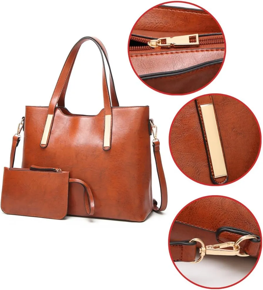 Women's Designer Handbags Satchel Bags Top Handle Purse Shoulder Bag w/Matching Wallet 2 PCS Set