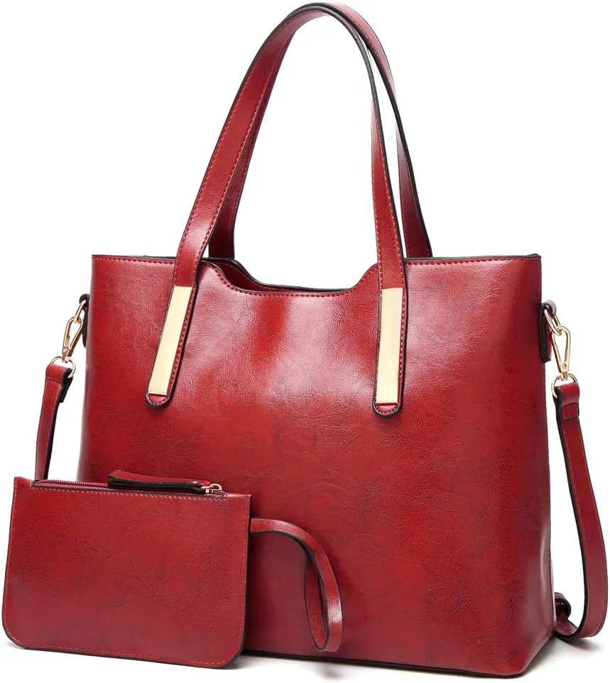 Women's Designer Handbags Satchel Bags Top Handle Purse Shoulder Bag w/Matching Wallet 2 PCS Set