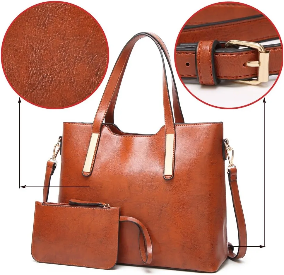 Women's Designer Handbags Satchel Bags Top Handle Purse Shoulder Bag w/Matching Wallet 2 PCS Set