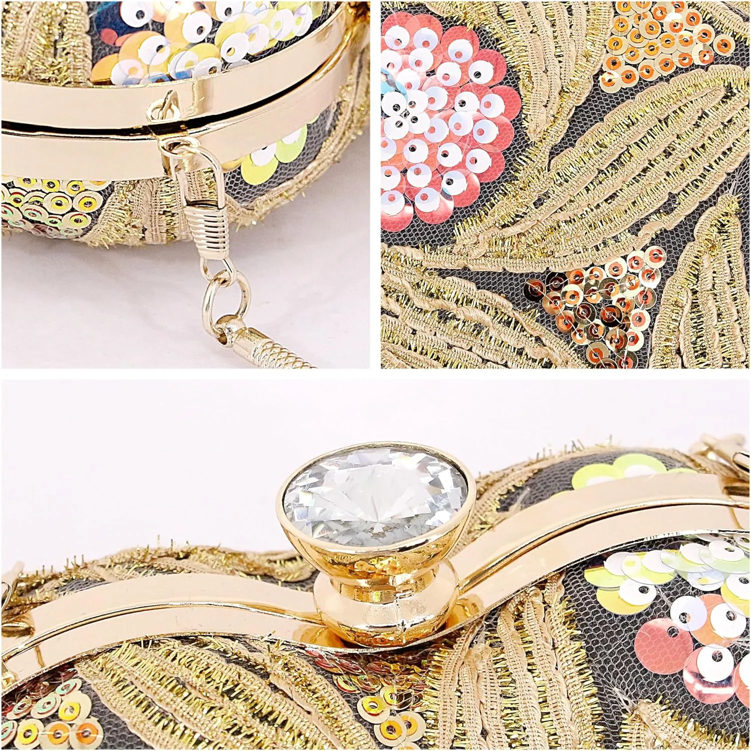 Womens Elegant Heart Type Evening Bag Shiny Rhinestone Clutch Purse Party Wedding Prom Handbag Chain Shoulder Bag