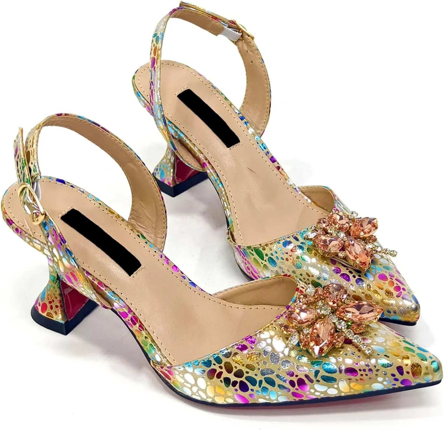 Womens Elegant Rhinestone Pattern Evening Shoes and Matching Shoulder Bag Set Luxury Heels for Bridal Party