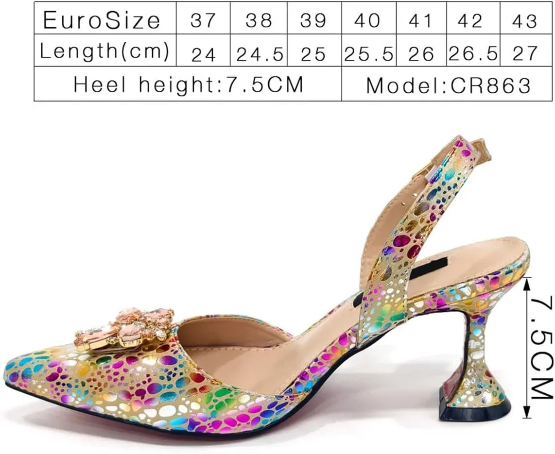 Womens Elegant Rhinestone Pattern Evening Shoes and Matching Shoulder Bag Set Luxury Heels for Bridal Party