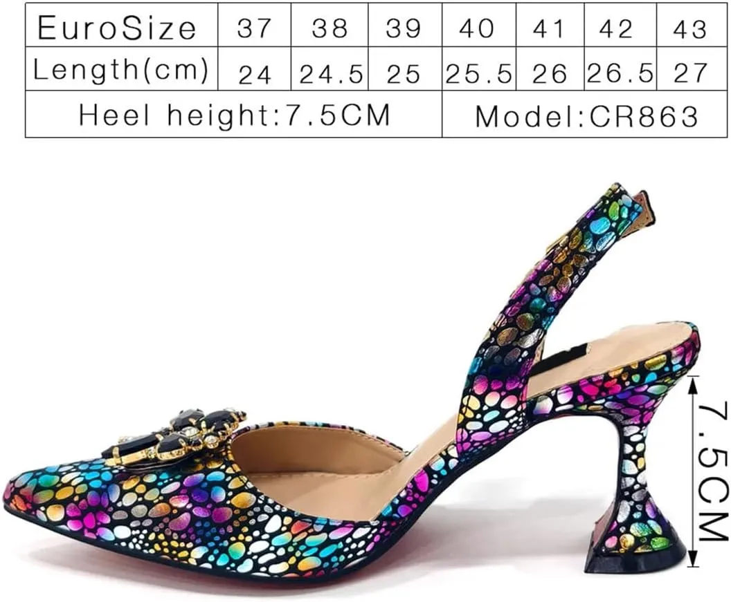 Womens Elegant Rhinestone Pattern Evening Shoes and Matching Shoulder Bag Set Luxury Heels for Bridal Party
