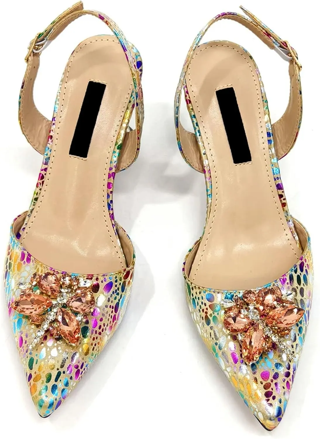 Womens Elegant Rhinestone Pattern Evening Shoes and Matching Shoulder Bag Set Luxury Heels for Bridal Party