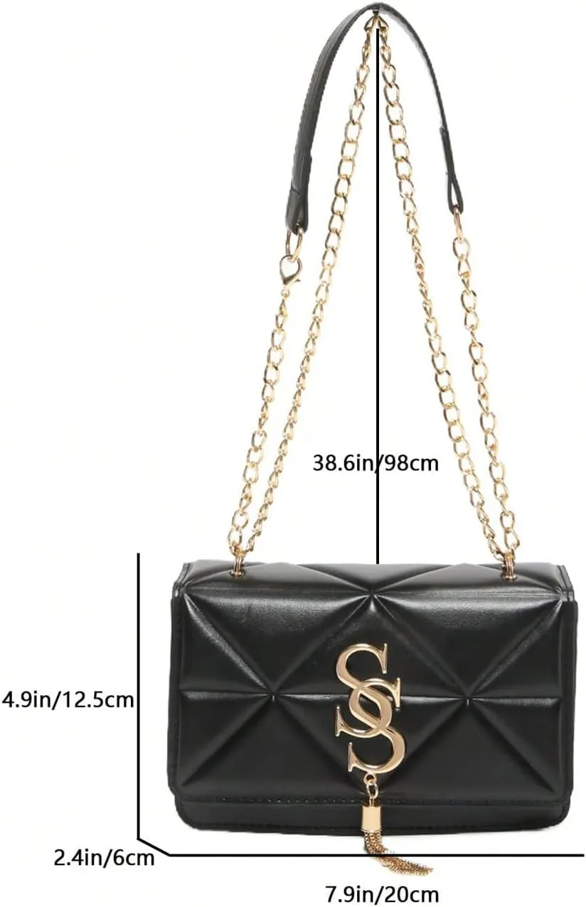 Women's Elegant Shoulder Bag Lightweight Handbag Squared Buckle Cross Body Bags Vintage Purses