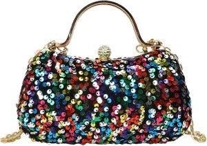 Women's Evening Handbag, Elegant Sequin Evening Bag, Top-handle Clutch, Sparkly Rhinestones Evening Crossbody Bag