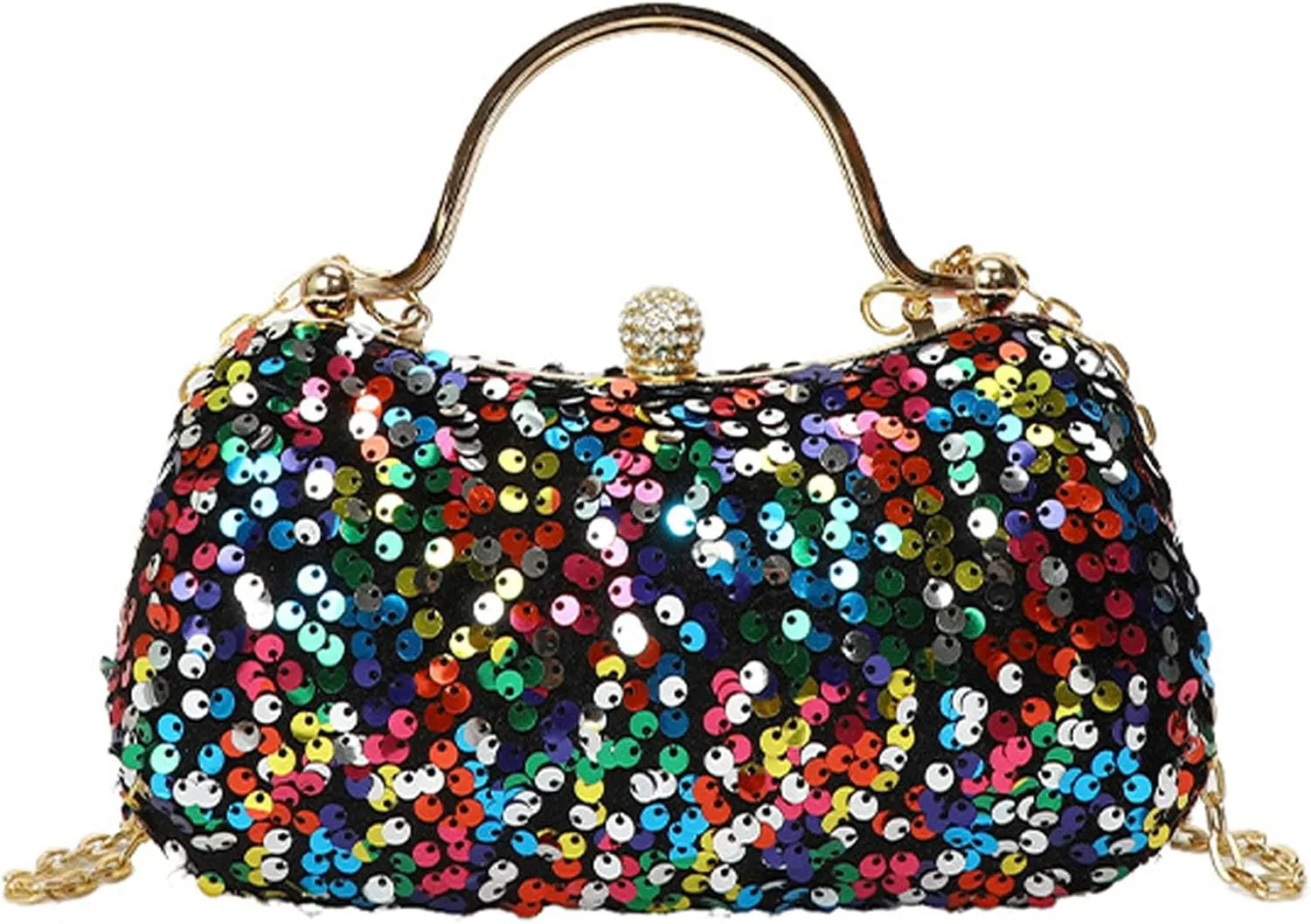 Women's Evening Handbag, Elegant Sequin Evening Bag, Top-handle Clutch, Sparkly Rhinestones Evening Crossbody Bag