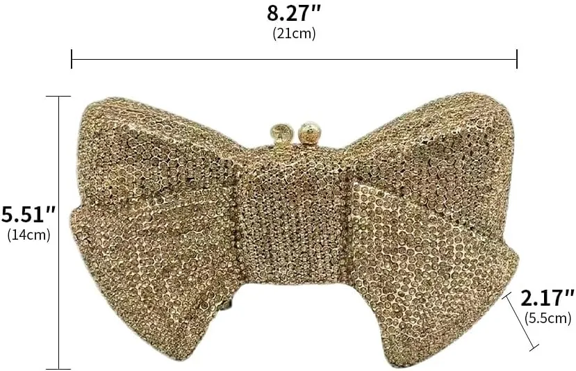 Women's Evening Handbags Luxury Purses and Handbags Rhinestone Wedding Clutch Purses for Women Diamond Purse Bow Gold