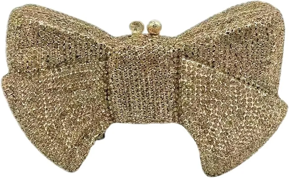 Women's Evening Handbags Luxury Purses and Handbags Rhinestone Wedding Clutch Purses for Women Diamond Purse Bow Gold