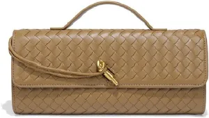 Women's for Woven Evening Bags Vegan Leather Clutch Handbags, Trendy Crossbody Bag Clutch Purses