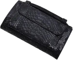 Womens Genuine Leather Snakeskin Crossbody Purse Tote Handbag Clutch Wallet with Chain