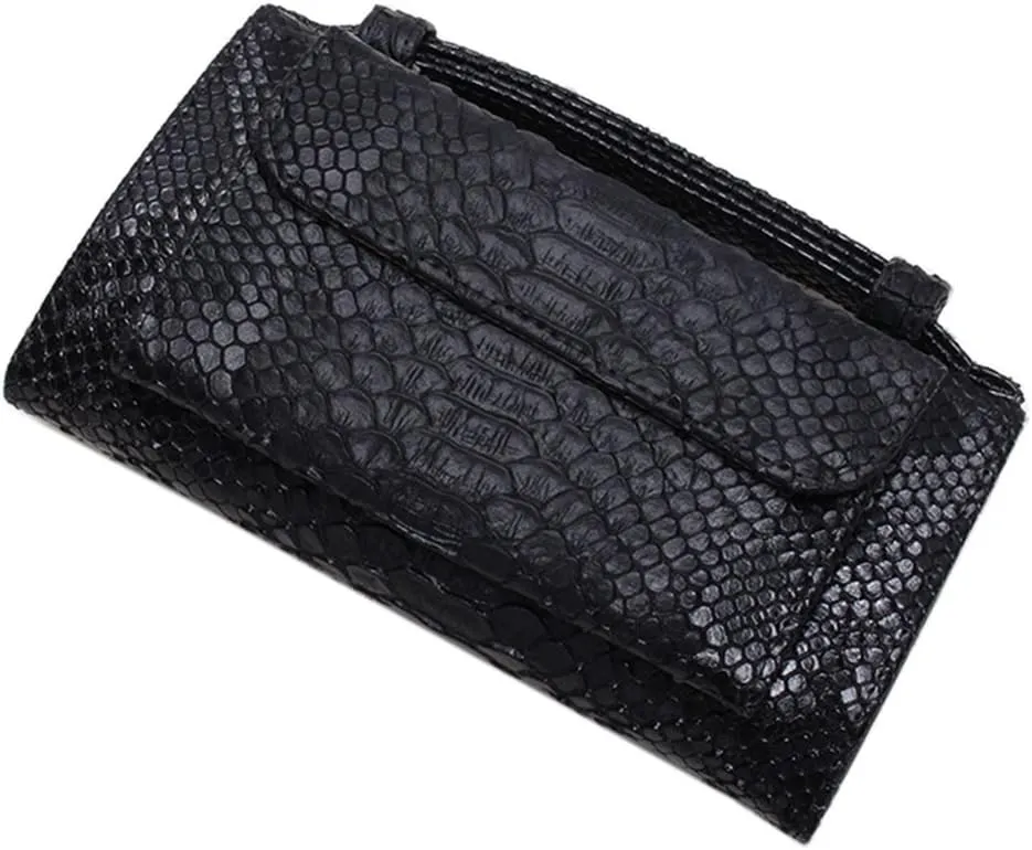 Womens Genuine Leather Snakeskin Crossbody Purse Tote Handbag Clutch Wallet with Chain