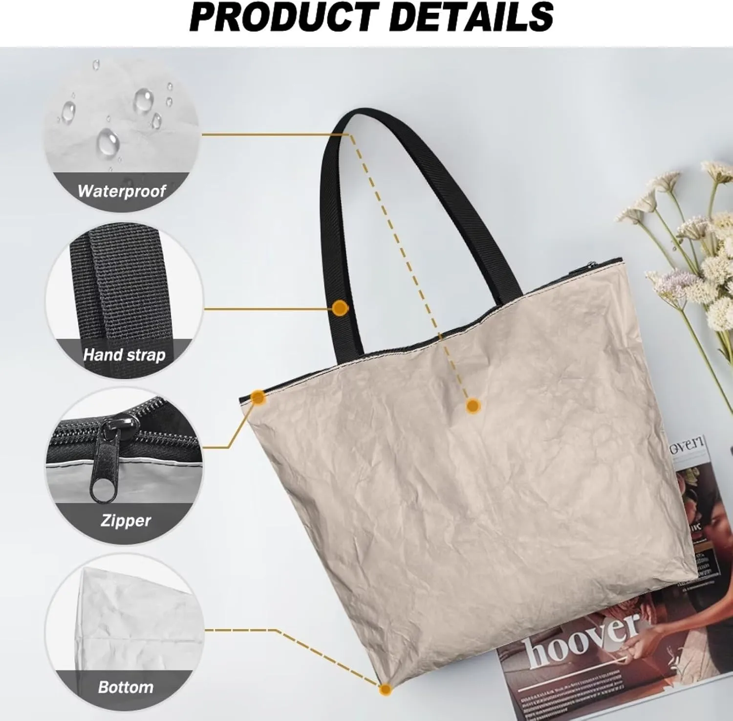 Women's Handbag Large Tote Bag Zipper Closure, Couple Animals Print Eco Friendly Shopping Paper Tote Storage Bag