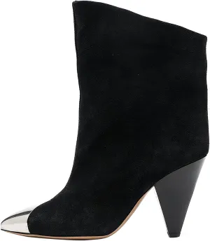 Womens High Conical Heel Short Boots Fall Pointed Toe Ankle Leather Dress Booties Cowhide Warm Large Size Casual Fashion Party Elastic Relaxed Slouchy
