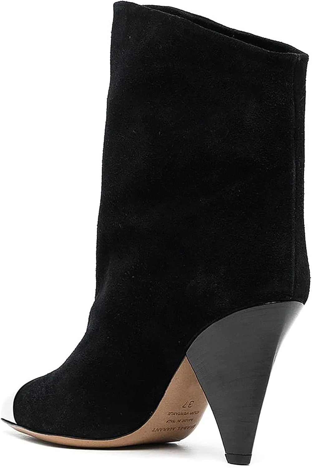Womens High Conical Heel Short Boots Fall Pointed Toe Ankle Leather Dress Booties Cowhide Warm Large Size Casual Fashion Party Elastic Relaxed Slouchy