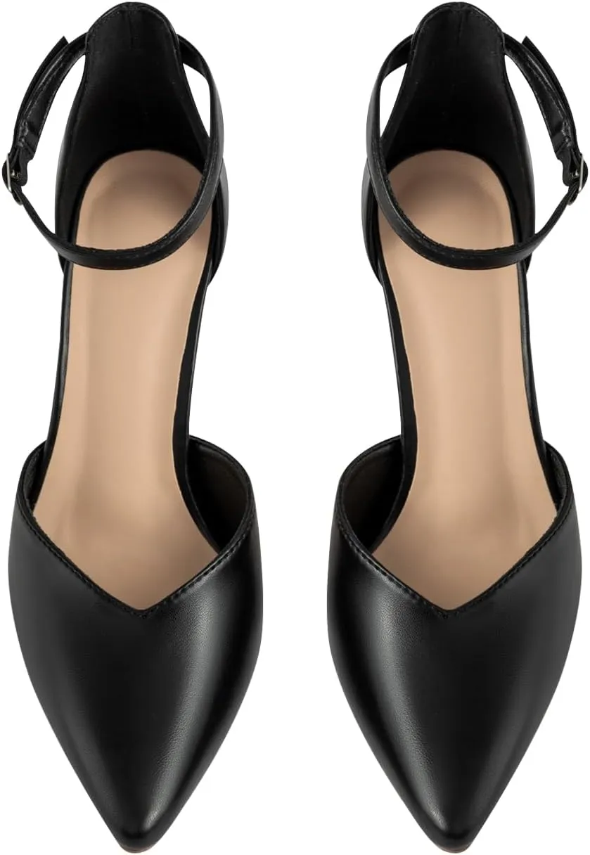 Women's High Heels Pumps Closed Toe Black Heels Dress Shoes for Women Pointed Toe Sexy Stiletto Pumps Ankle Strap 4 Inches Heels Pumps Shoes for Prom, Wedding and Daily Wear