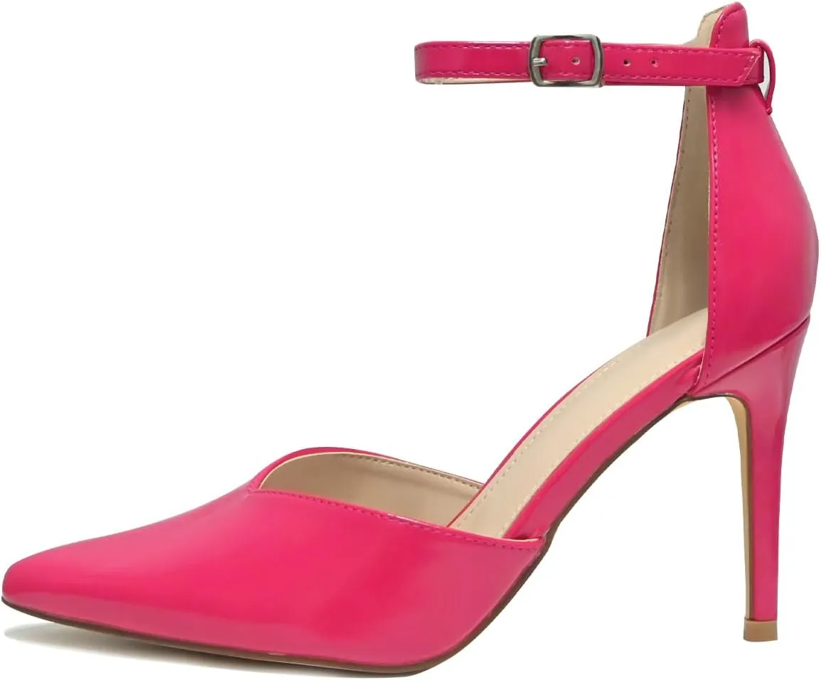 Women's High Heels Pumps Closed Toe Black Heels Dress Shoes for Women Pointed Toe Sexy Stiletto Pumps Ankle Strap 4 Inches Heels Pumps Shoes for Prom, Wedding and Daily Wear