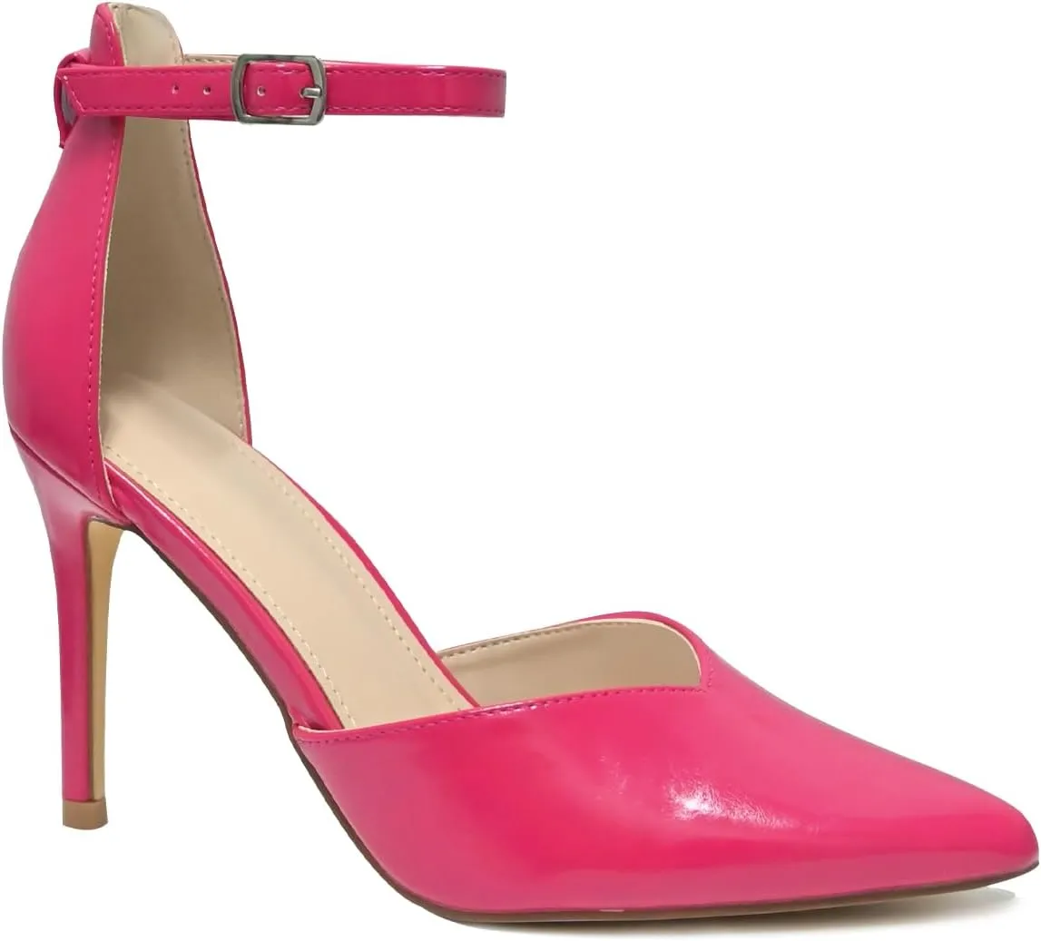 Women's High Heels Pumps Closed Toe Black Heels Dress Shoes for Women Pointed Toe Sexy Stiletto Pumps Ankle Strap 4 Inches Heels Pumps Shoes for Prom, Wedding and Daily Wear