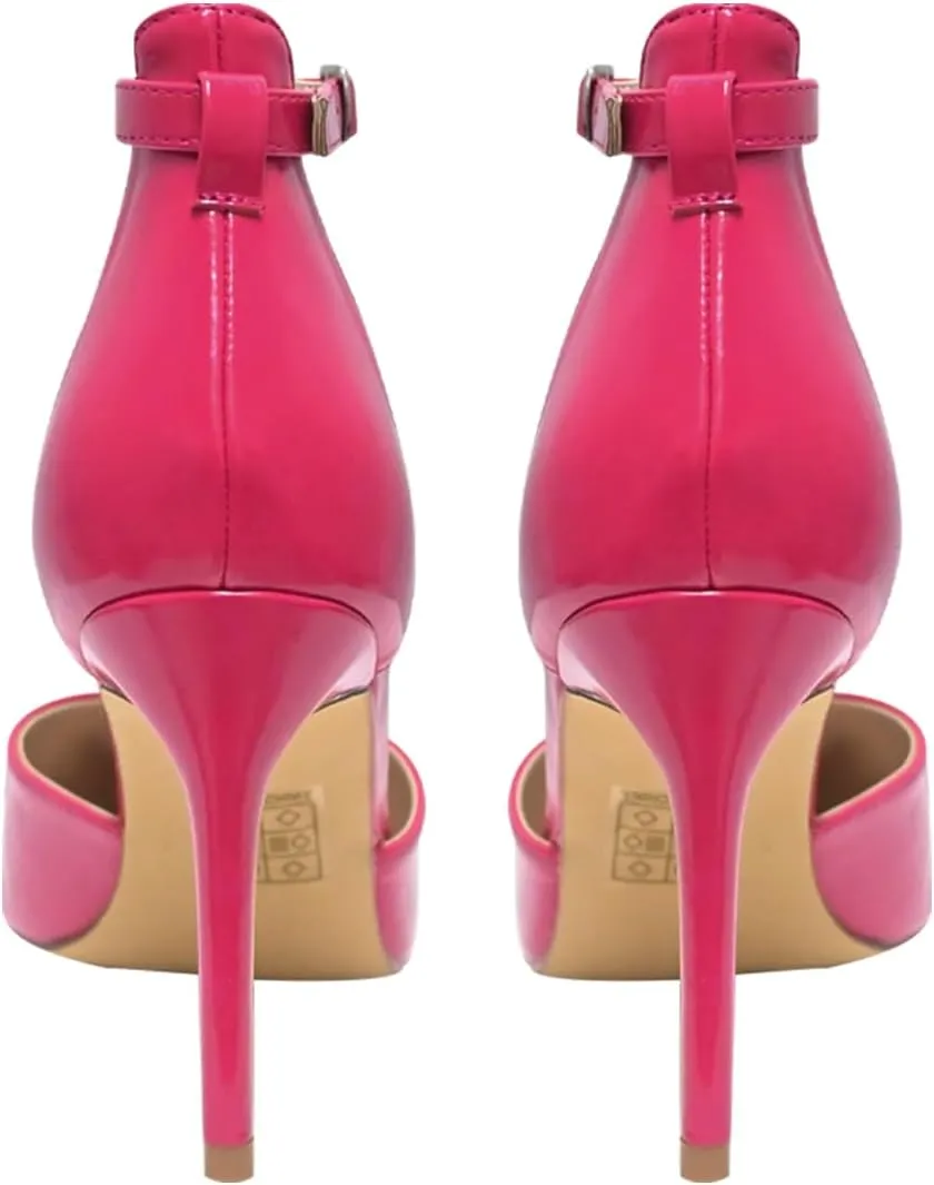 Women's High Heels Pumps Closed Toe Black Heels Dress Shoes for Women Pointed Toe Sexy Stiletto Pumps Ankle Strap 4 Inches Heels Pumps Shoes for Prom, Wedding and Daily Wear