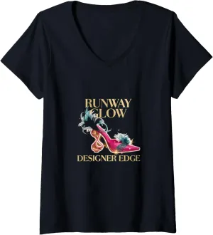 Womens High Heels Runway Glow Designer Edge Trendy Fashion Lovers V-Neck T-Shirt