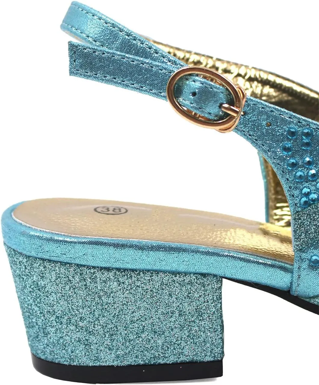 Women’s Italian Inspired Wedding Celebration Shoes and Bag Sparkly Crystal Decorated Block Heel for Bridesmaids