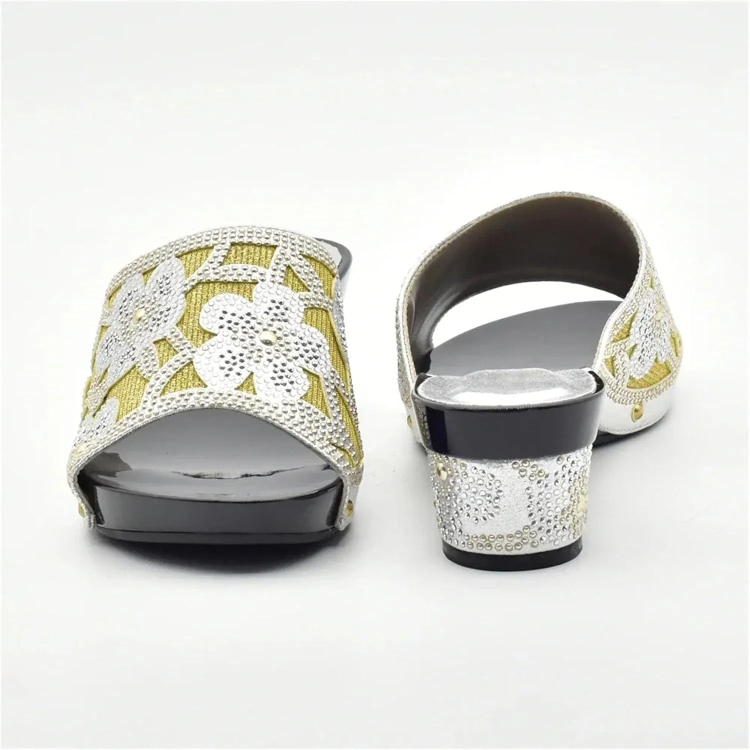 Womens Italian Rhinestone Shoes and Bags Elegant Flower Crystal Clutch African Matching High Heels and Handbags