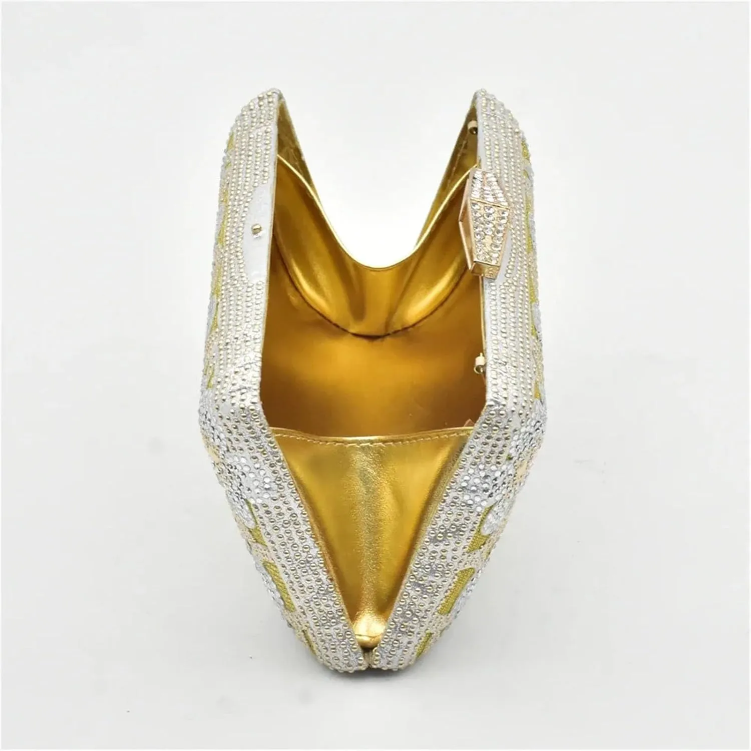 Womens Italian Rhinestone Shoes and Bags Elegant Flower Crystal Clutch African Matching High Heels and Handbags
