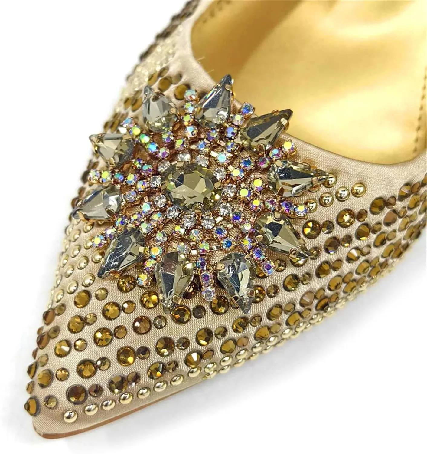 Womens Italian Style Luxury Evening Shoes and Matching Clutch Set Rhinestone Accented High Heels for Bride