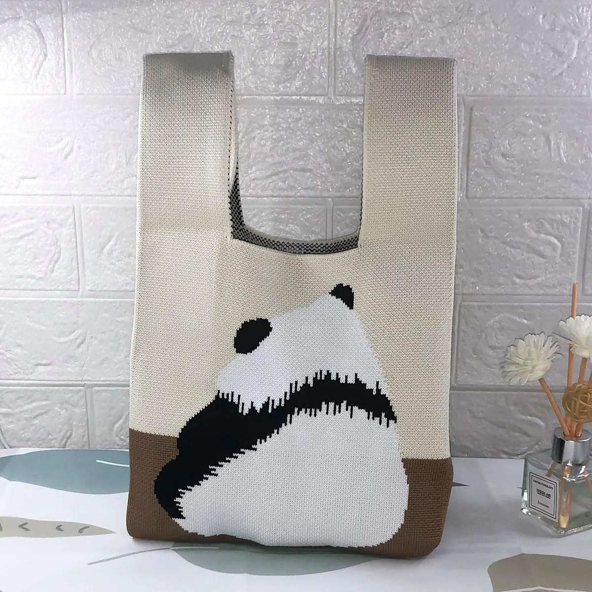 Women's Knit Wrist Bag, Fashionable and Minimalist Small Handbag, Portable Canvas Bag, Suitable for Shopping, Work