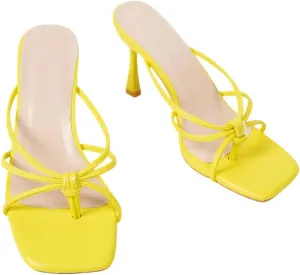 Women's Knotted Strap Mules – Elegant High Heel Slides – Romantic Dressy Sandals for Parties & Date Nights