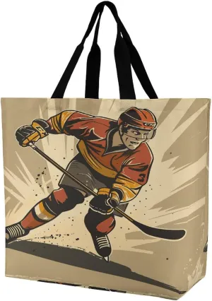 Women's Large-capacity Shoulder Shopping Bag Reusable Foldable Shopping Bags Athlete Cartoon Image Beach Bag
