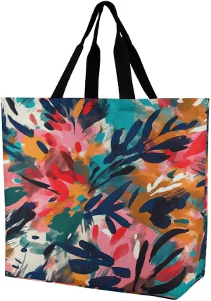 Women's Large-capacity Shoulder Shopping Bag Reusable Foldable Shopping Bags Color Painting Beach Bag