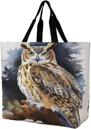 Women's Large-capacity Shoulder Shopping Bag Reusable Foldable Shopping Bags Owl Beach Bag