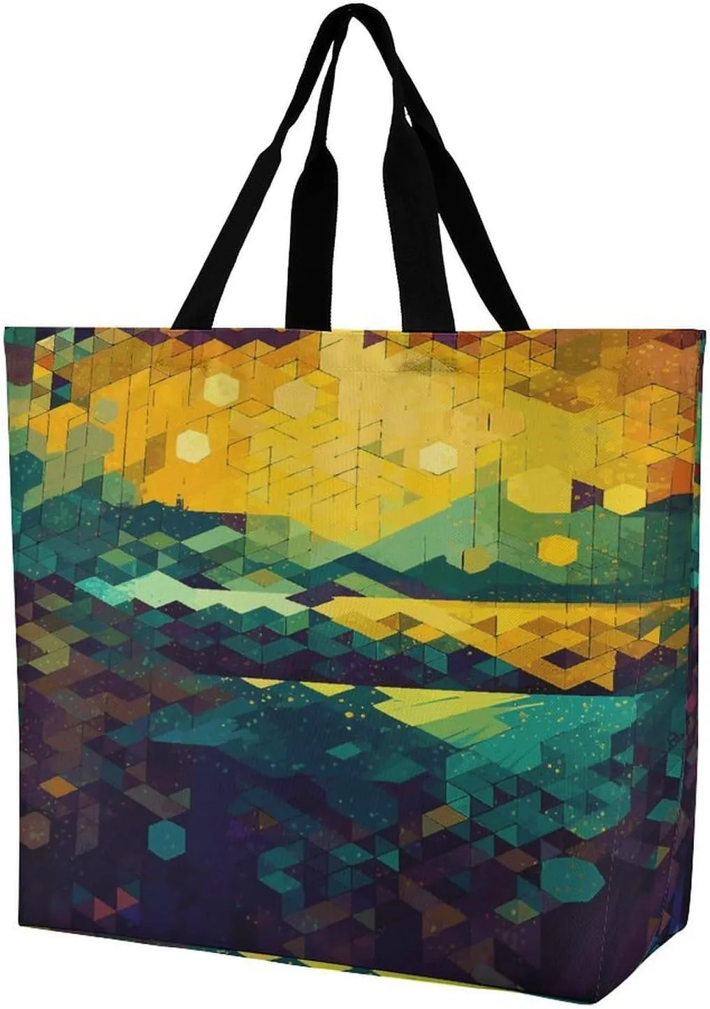 Women's Large-capacity Shoulder Shopping Bag Reusable Foldable Shopping Bags Shiny Hexagon Beach Bag