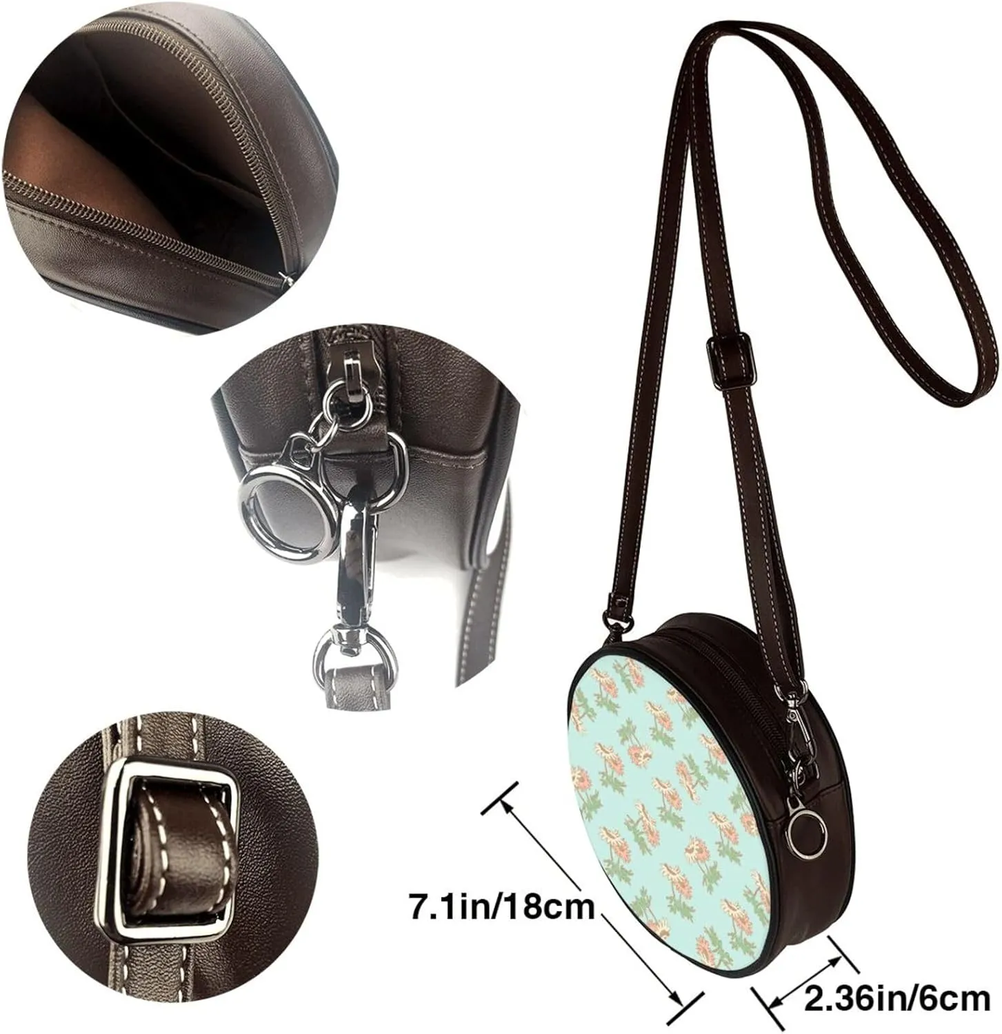 Womens Large Elegant Leather Round Shoulder Crossbody Messenger Bag Purse Bag
