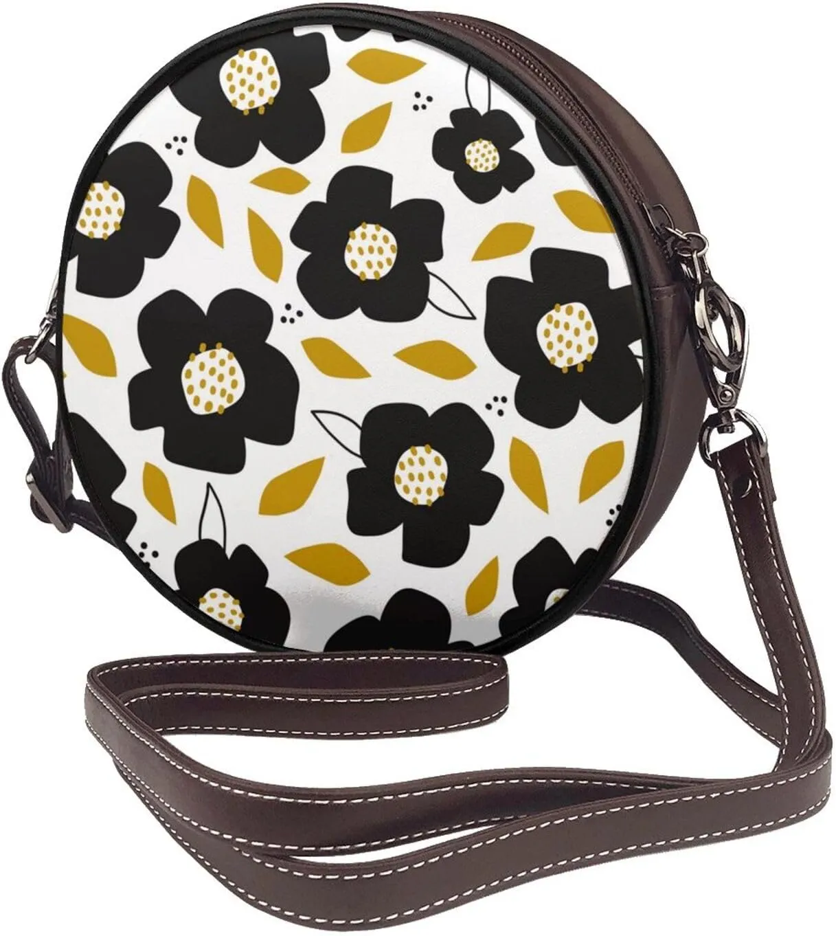 Womens Large Elegant Leather Round Shoulder Crossbody Messenger Bag Purse Bag