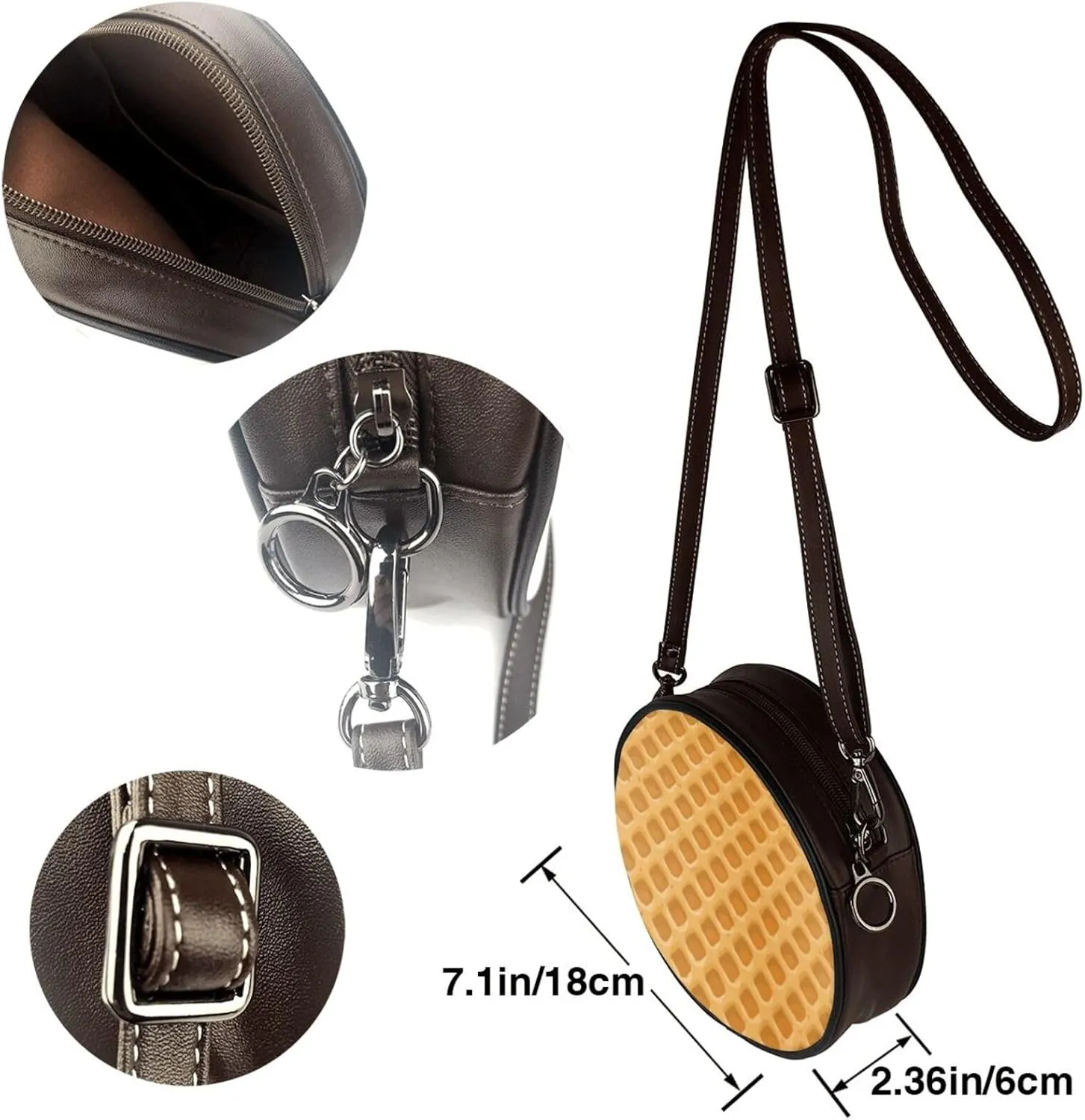 Womens Large Elegant Leather Round Shoulder Crossbody Messenger Bag Purse Bag