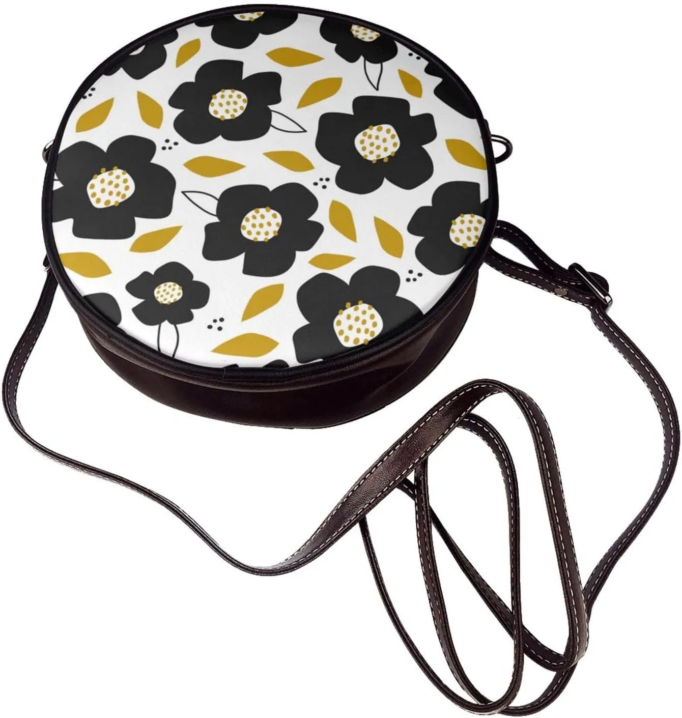 Womens Large Elegant Leather Round Shoulder Crossbody Messenger Bag Purse Bag