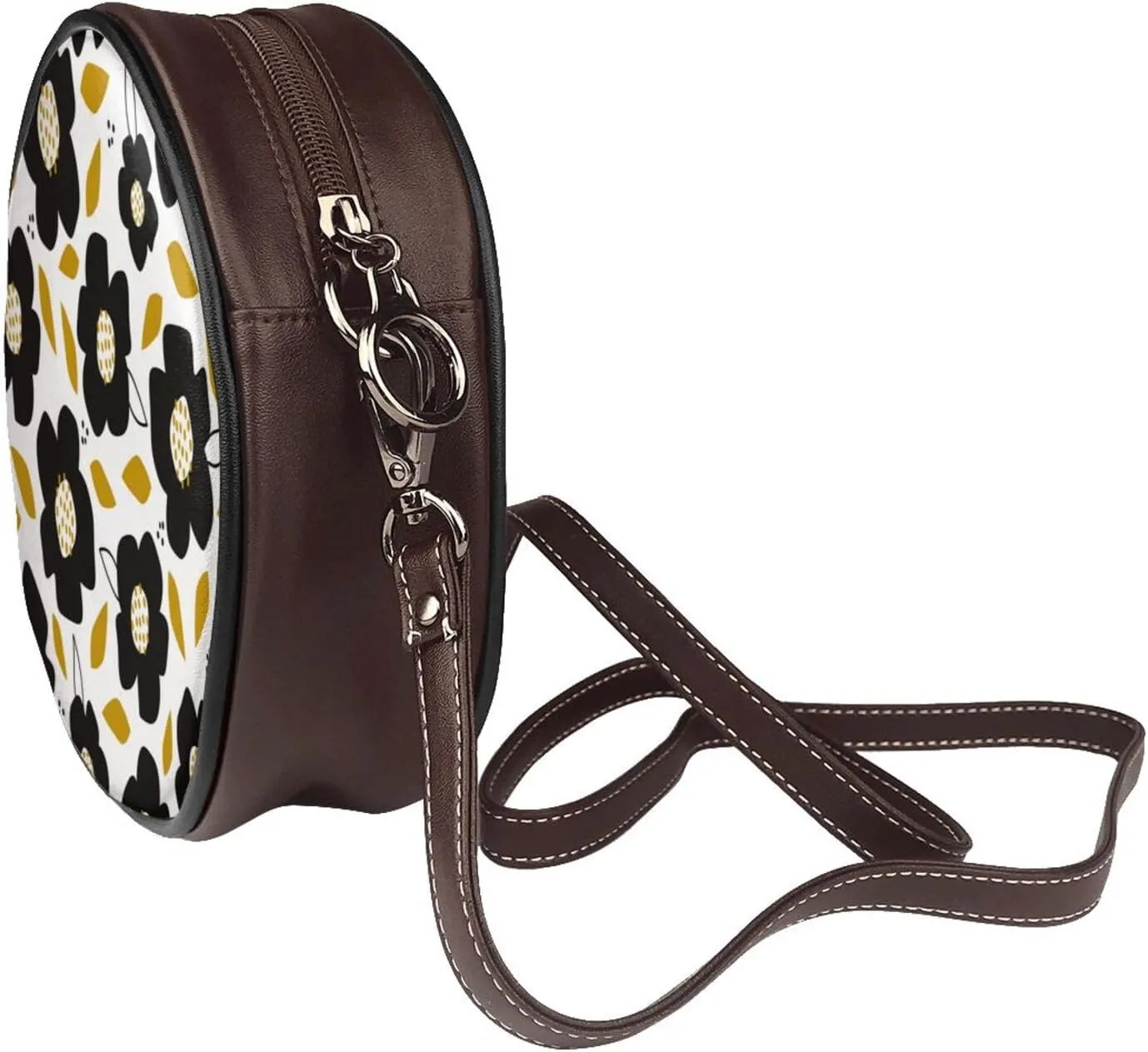 Womens Large Elegant Leather Round Shoulder Crossbody Messenger Bag Purse Bag