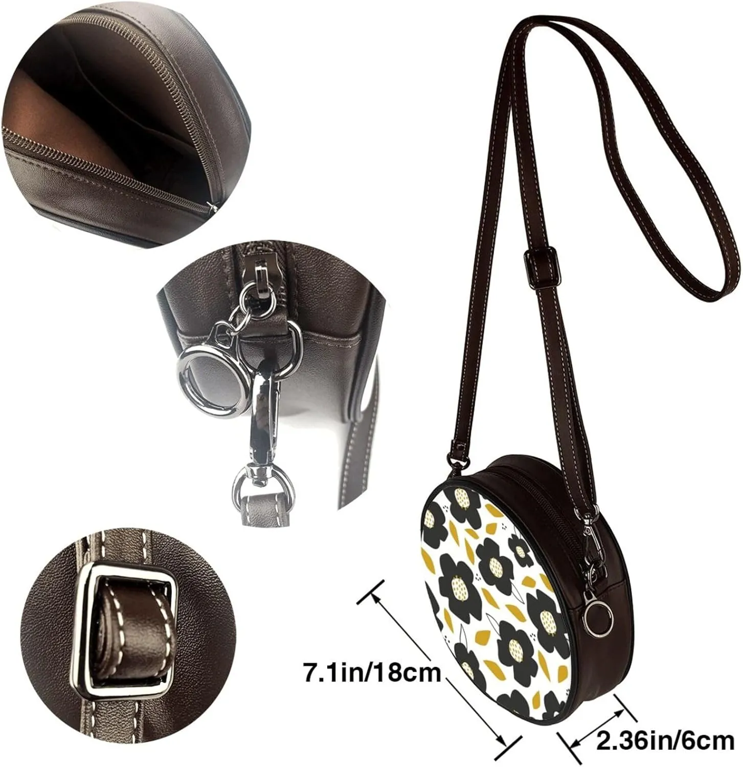 Womens Large Elegant Leather Round Shoulder Crossbody Messenger Bag Purse Bag