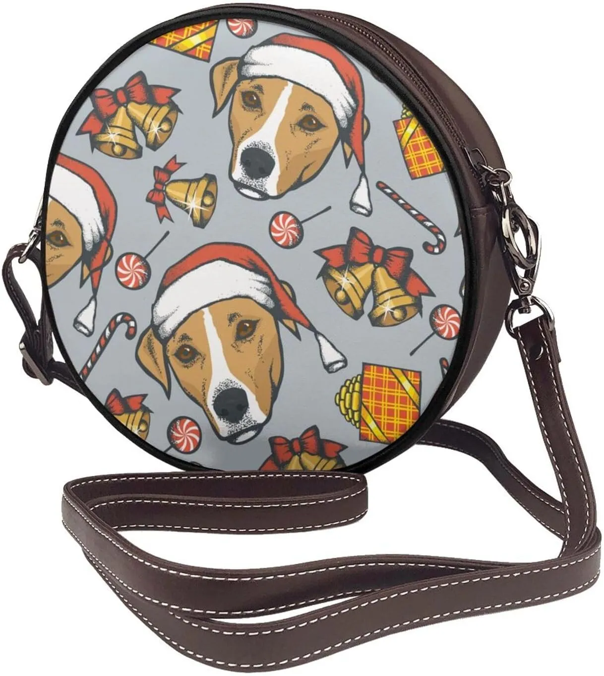 Womens Large Elegant Leather Round Shoulder Crossbody Messenger Bag Purse Bag