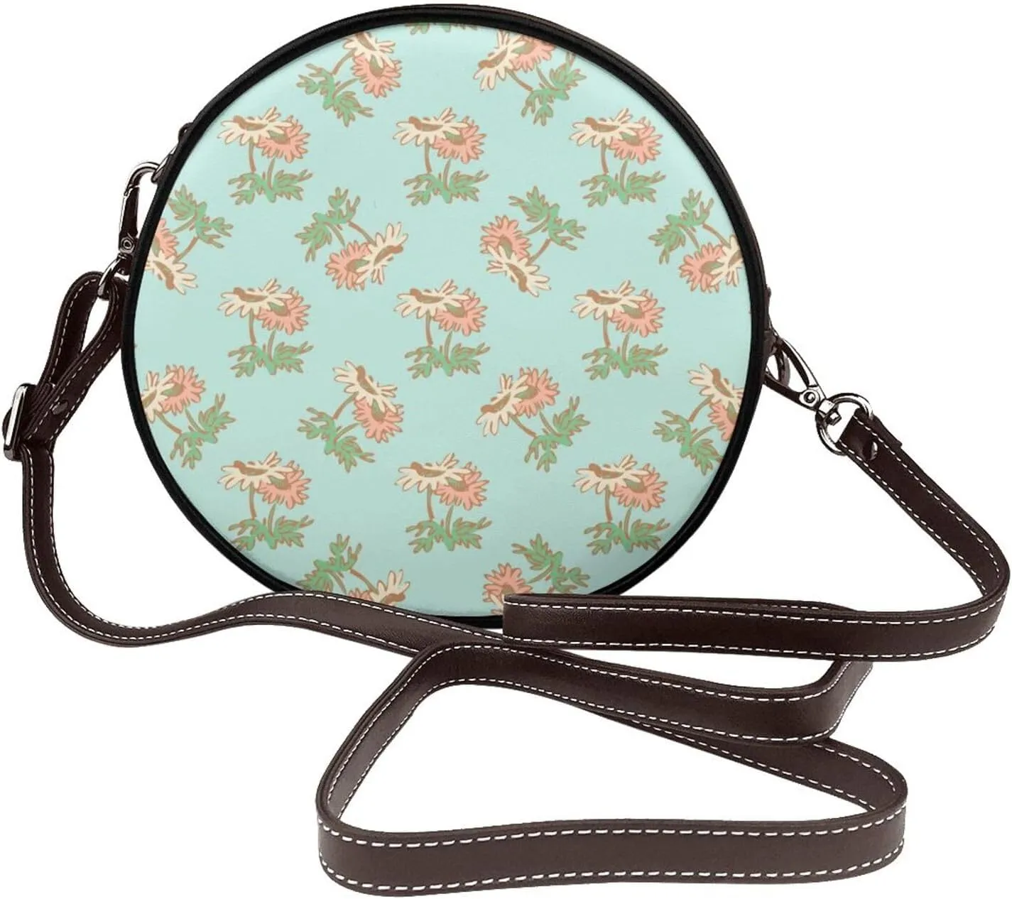 Womens Large Elegant Leather Round Shoulder Crossbody Messenger Bag Purse Bag