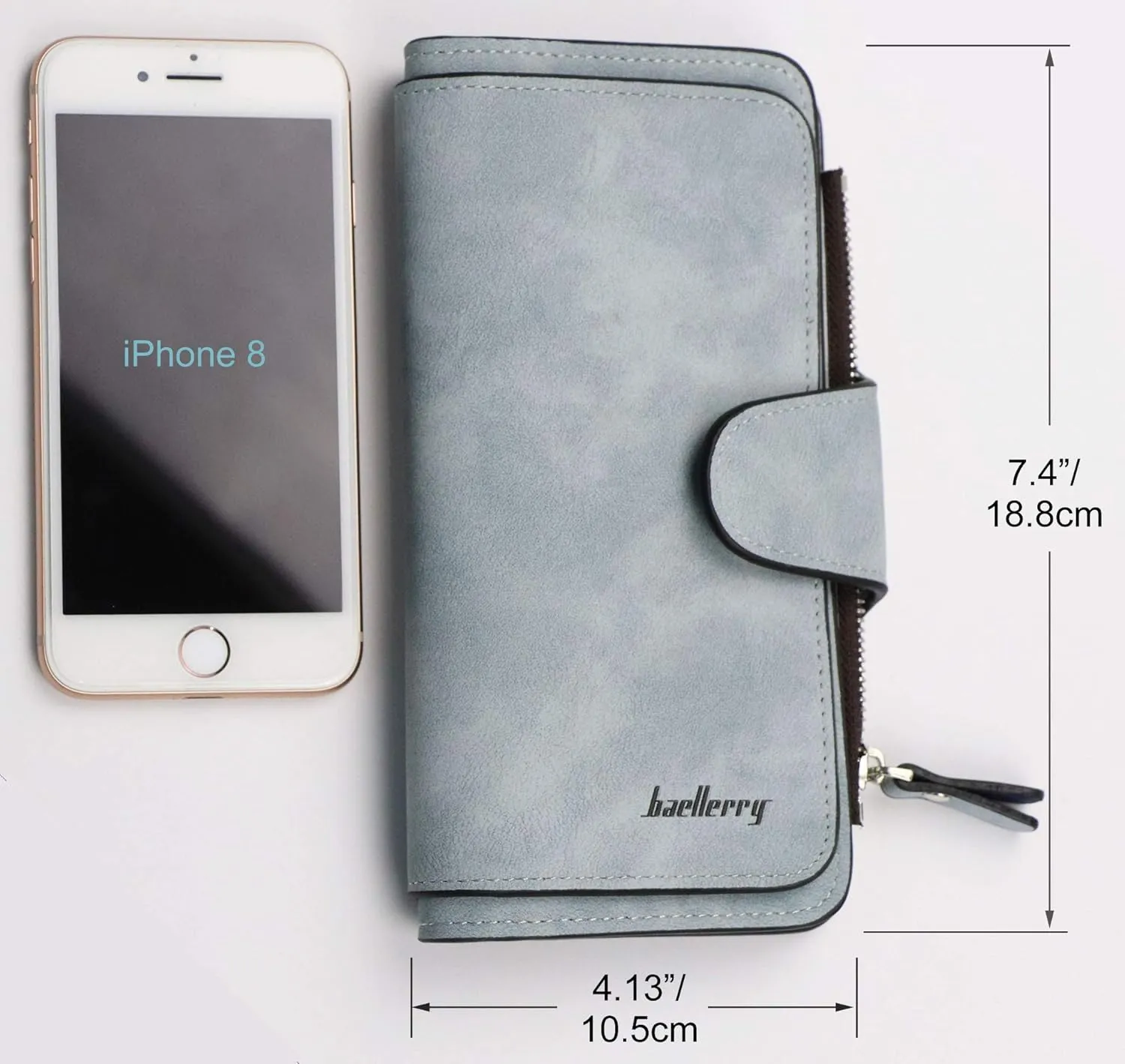 Women's Long Leather Wallet RFID Blocking Cash ID Credit Card Holder for Women Ladies Soft Clutch Wallet with Zipper Coin Pocket Fashion Purse (Light Blue)