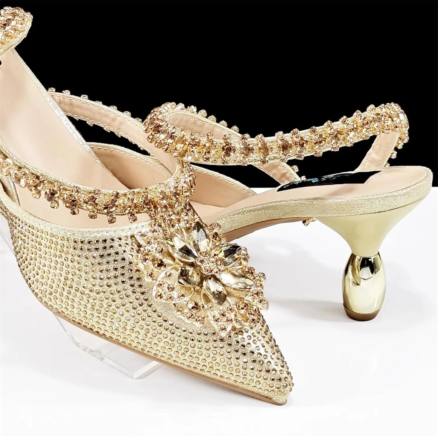 Womens Luxury Italian Style Evening Shoes and Clutch Combo Sparkly Crystal Decorated Heels for Formal Wear