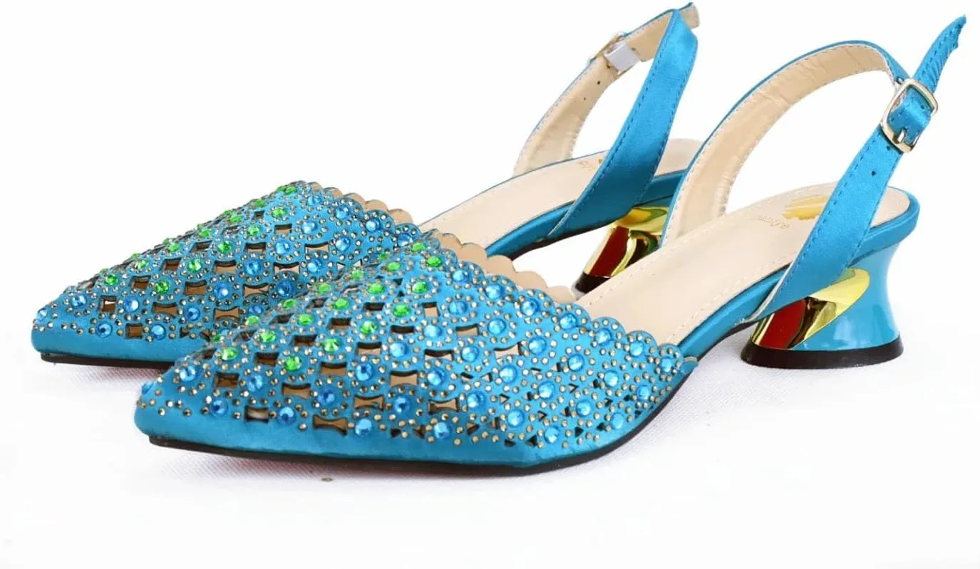 Womens Luxury Italian Style Evening Shoes and Clutch Set Sparkly Crystal Decorated High Heels for Formal Occasions