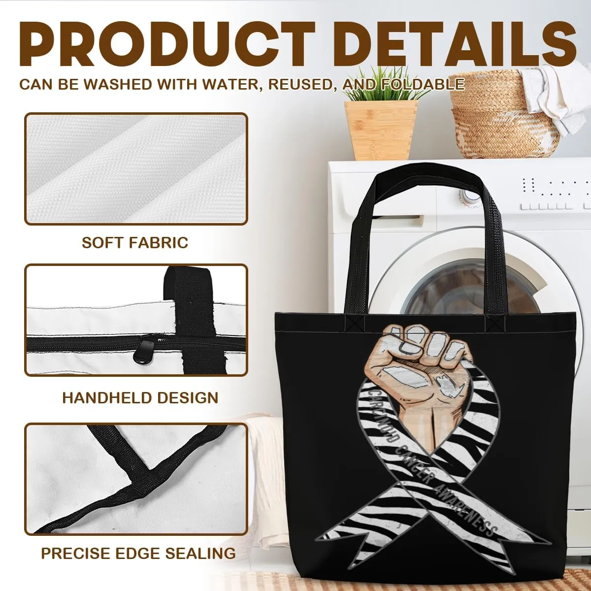 Women's Men Large Kitchen Reusable Grocery Bags Shoulder Bags With Zipper Beach Shopping Bag for Outdoors