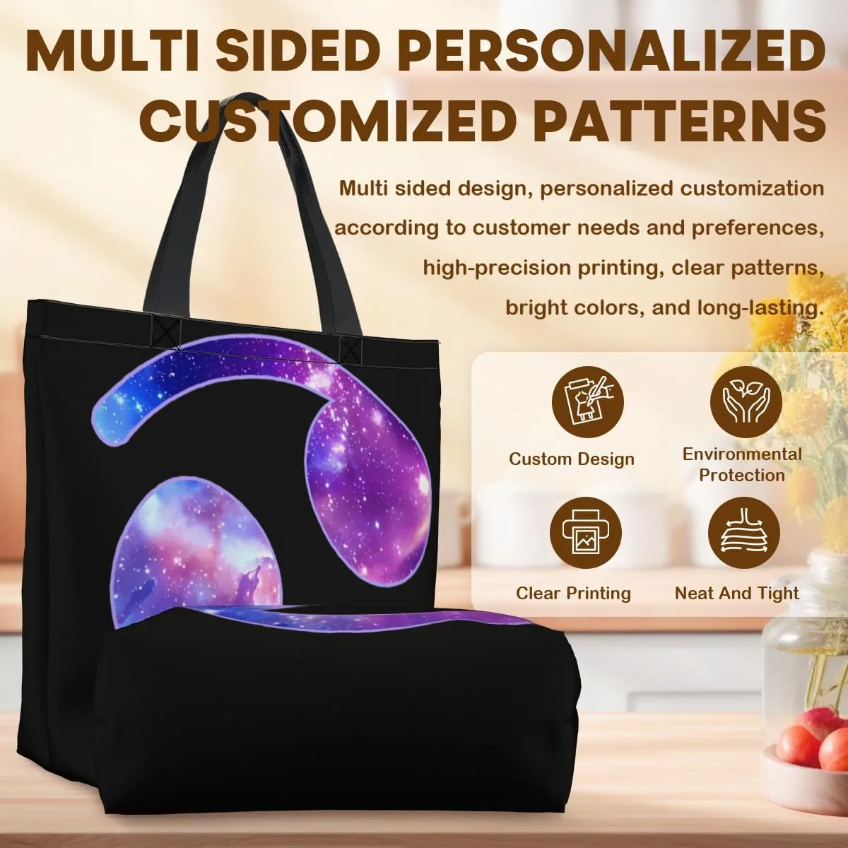 Women's Men Large Kitchen Reusable Grocery Bags Shoulder Bags With Zipper Beach Shopping Bag for Outdoors